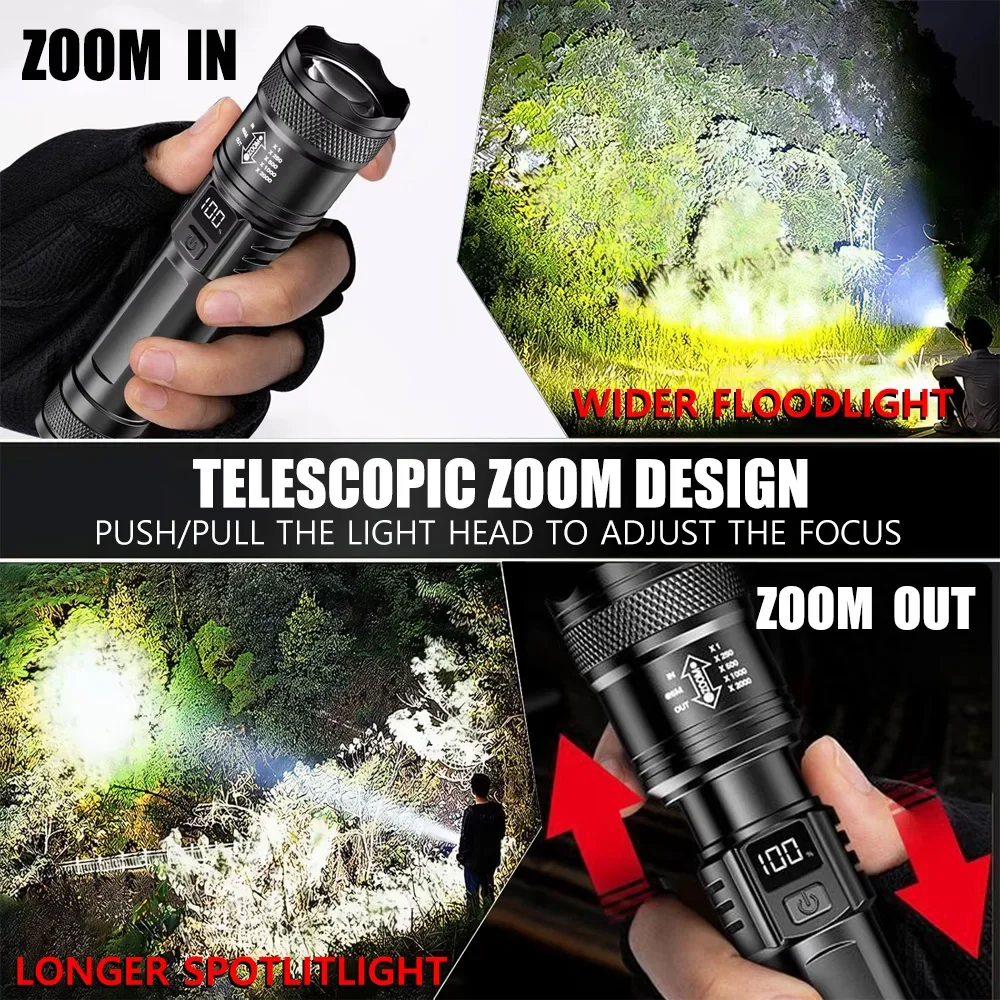 100000LM Super Bright Flashlig - đánh giá và giá Outdoor Camping Lampe