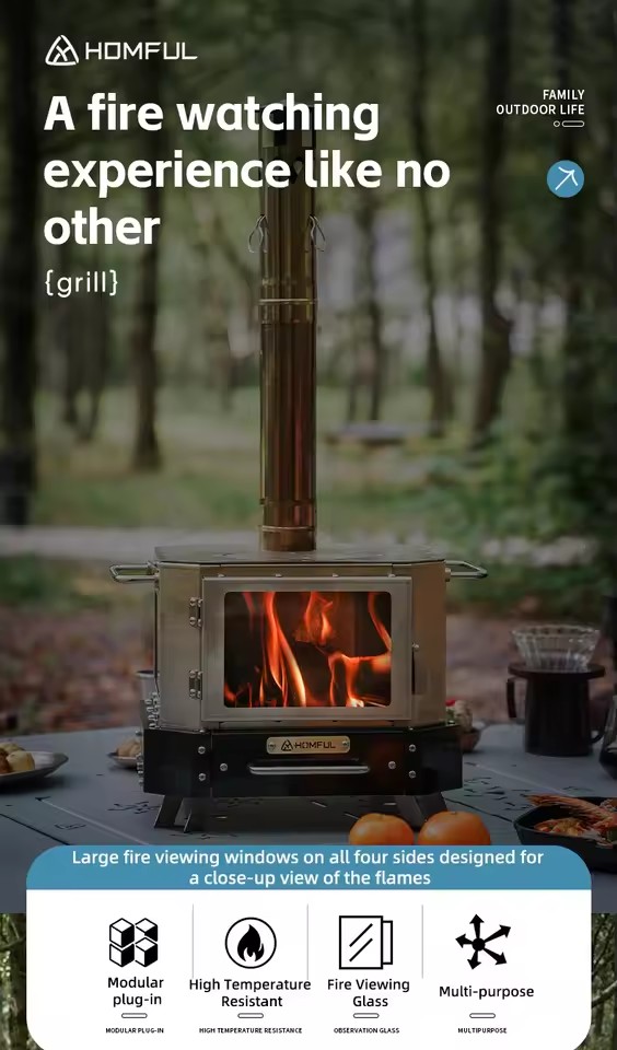 HOMFUL Portable Firewood Stove - đánh giá và giá Outdoor Camping Oven