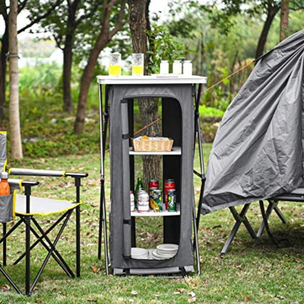Folding Camping Storage Cabine - đánh giá và giá Outdoor Camping Kitchen Setup
