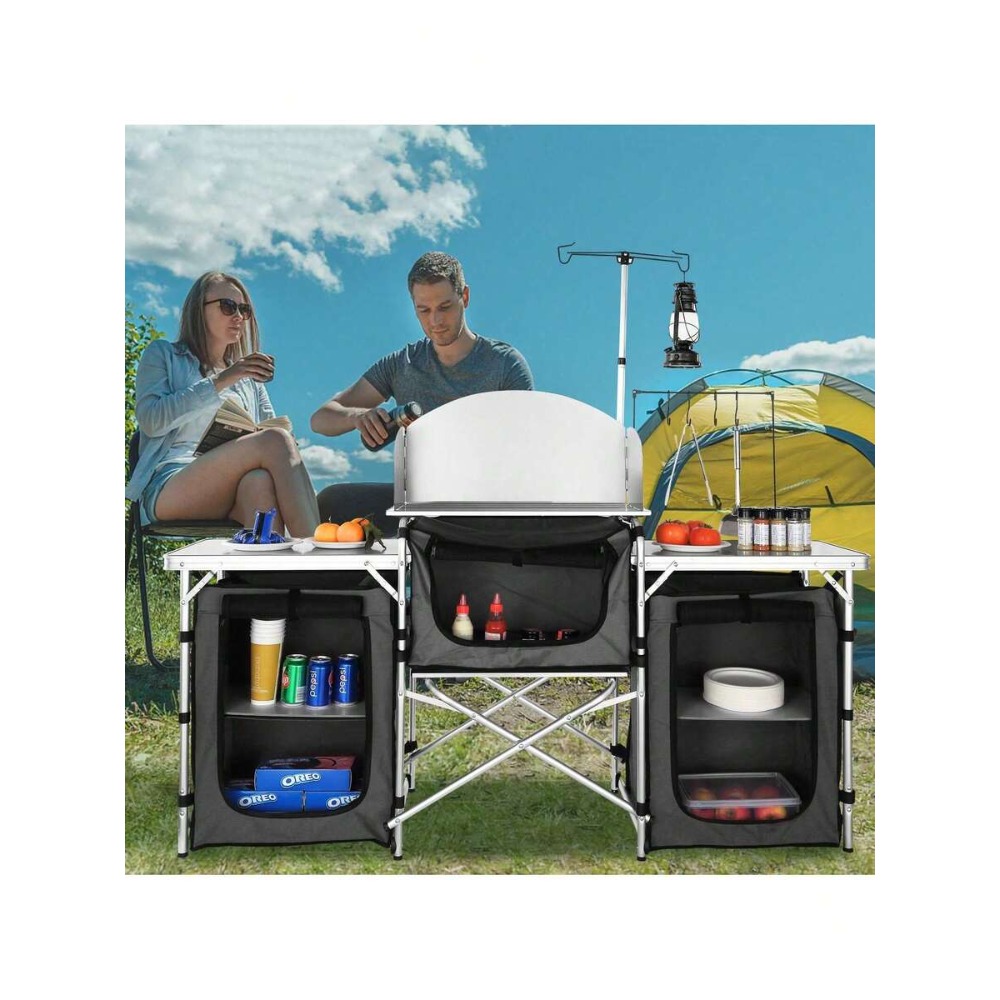 Folding Camping Kitchen Table  - đánh giá và giá Outdoor Camping Kitchen Setup
