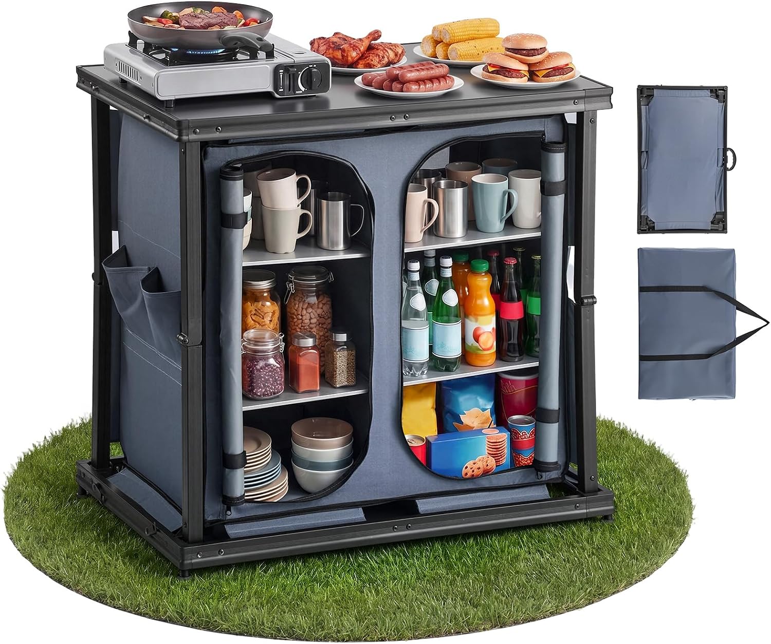 Folding Camping Storage Cabine - đánh giá và giá Outdoor Camping Kitchen Setup