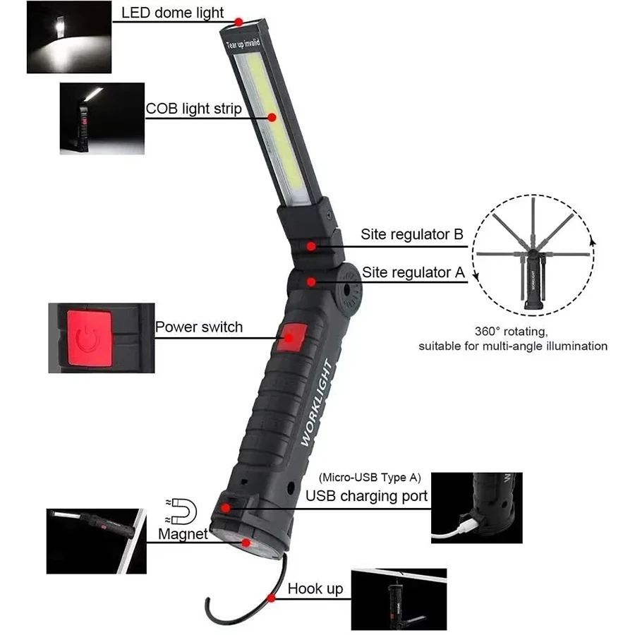 New Portable COB LED Flashligh - đánh giá và giá Outdoor Camping Lampe